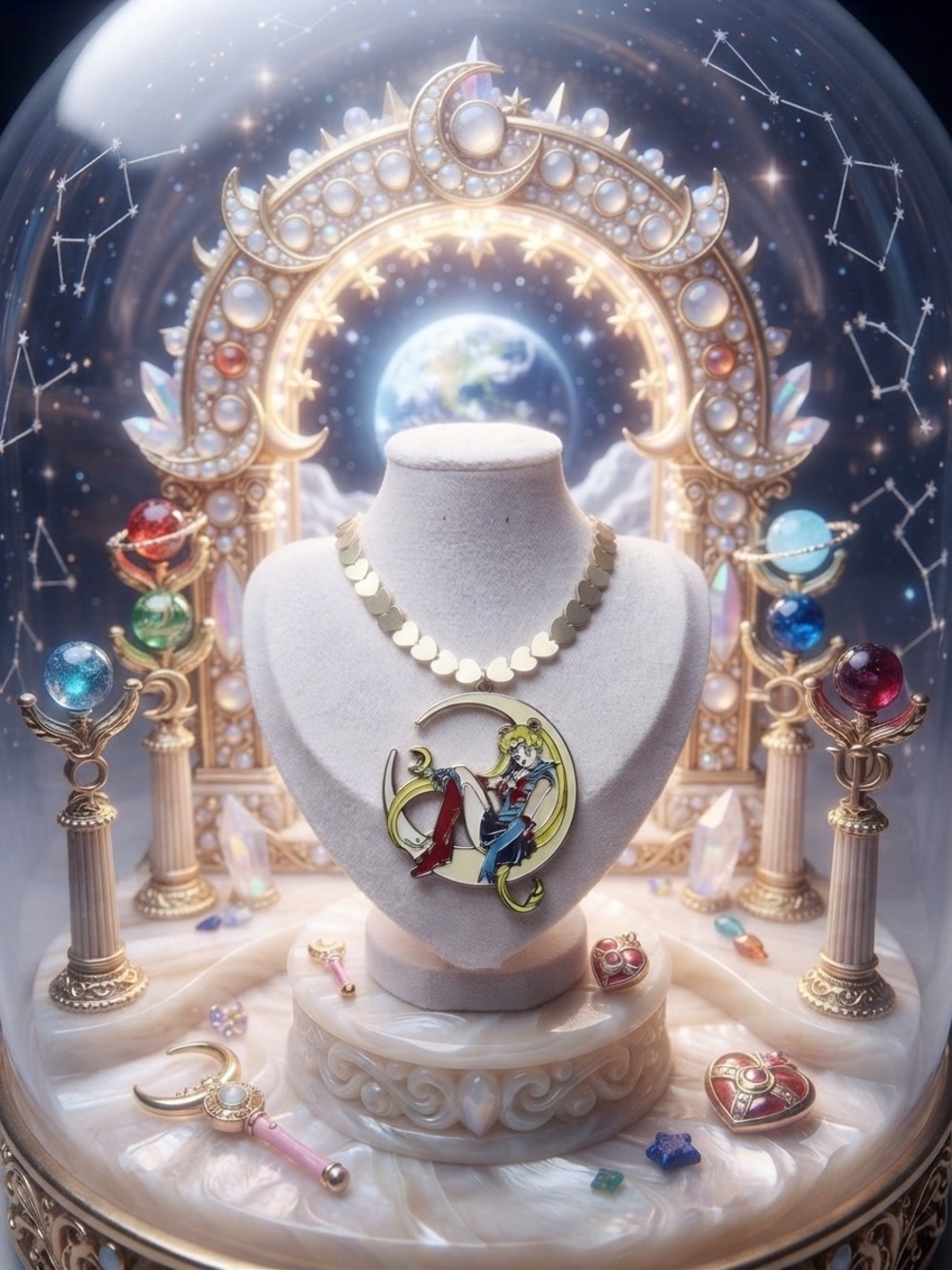 One of a kind heart Gold-Tone Sailor Moon Pendant Necklace - Anime-Inspired
